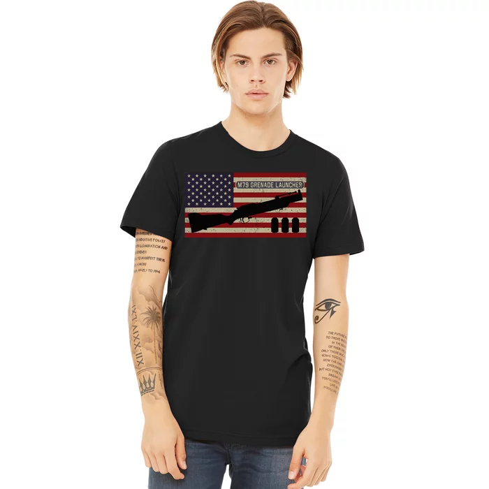 M79 Grenade Launcher Diagram American Flag Premium T-Shirt