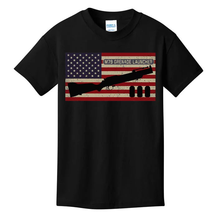 M79 Grenade Launcher Diagram American Flag Kids T-Shirt