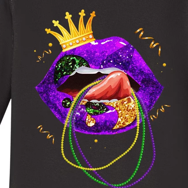 Mardi Gras Lips Queen Carnival Costume Baby Long Sleeve Bodysuit