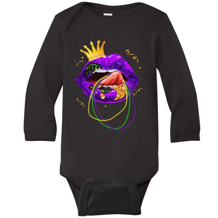 Mardi Gras Lips Queen Carnival Costume Baby Long Sleeve Bodysuit