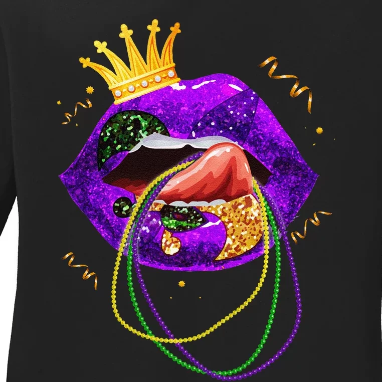 Mardi Gras Lips Queen Carnival Costume Ladies Long Sleeve Shirt