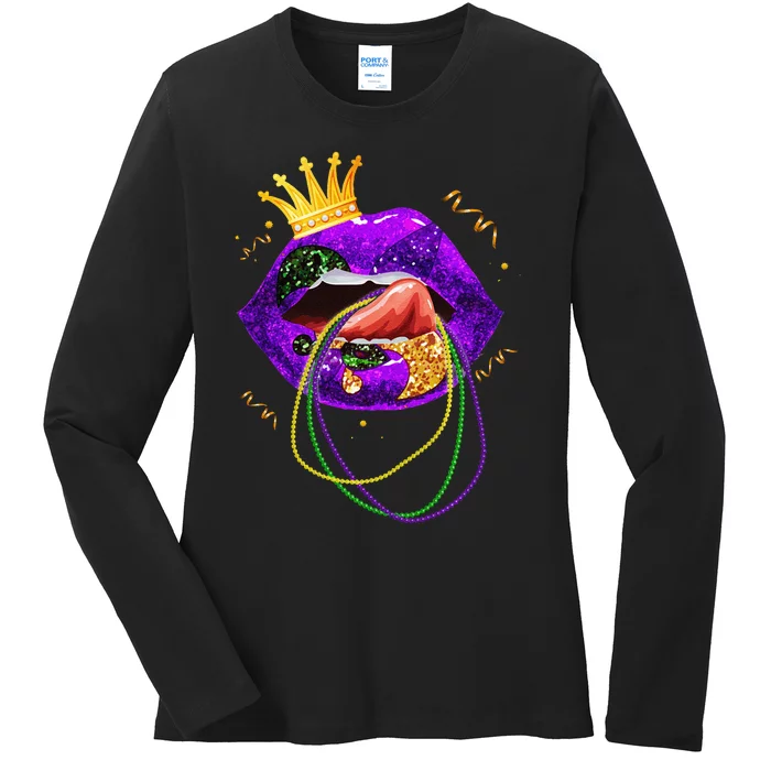 Mardi Gras Lips Queen Carnival Costume Ladies Long Sleeve Shirt