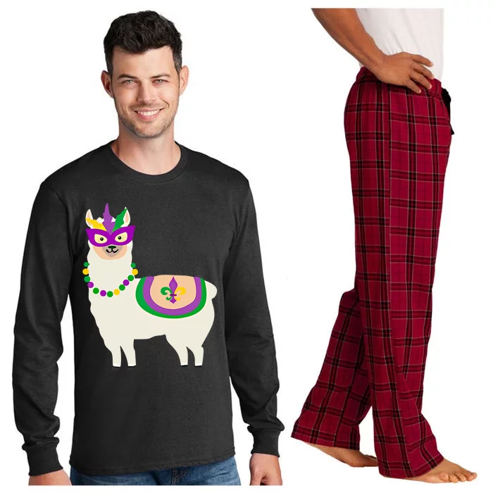 Mardi Gras Llama Funny Carnival Fatgifttuesday Party Gift Long Sleeve Pajama Set