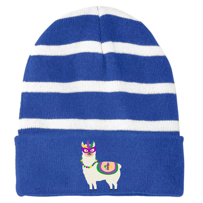 Mardi Gras Llama Funny Carnival Fatgifttuesday Party Gift Striped Beanie with Solid Band