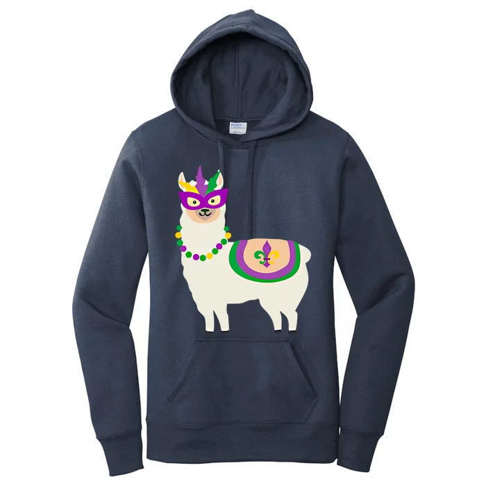 Mardi Gras Llama Funny Carnival Fatgifttuesday Party Gift Women's Pullover Hoodie