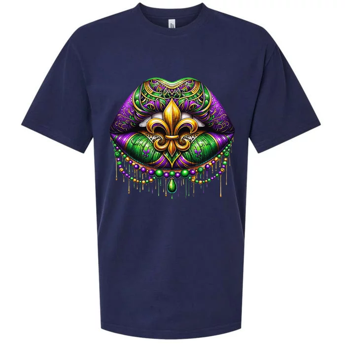 Mardi Gras Lips Queen Carnival Fleur De Lis Louisiana Sueded Cloud Jersey T-Shirt