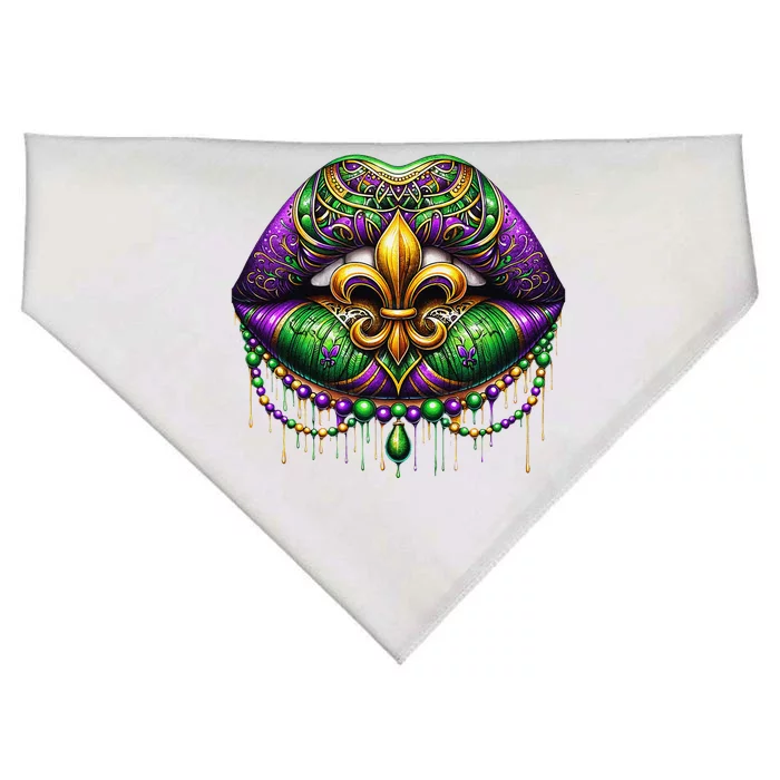 Mardi Gras Lips Queen Carnival Fleur De Lis Louisiana USA-Made Doggie Bandana