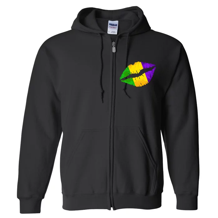 Mardi Gras Lips Design Full Zip Hoodie