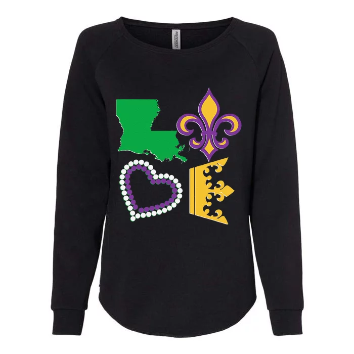 Mardi Gras Love Party Beads Louisiana New Orleans S Womens California Wash Sweatshirt