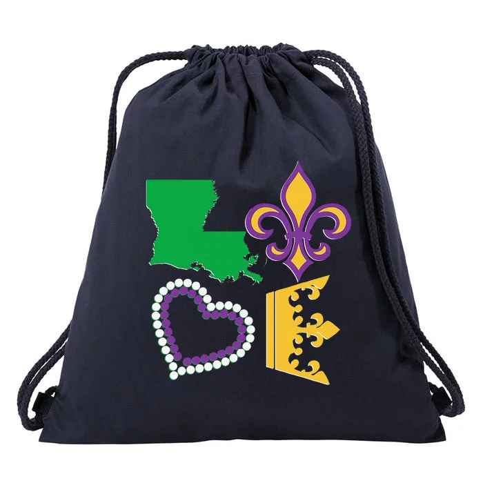 Mardi Gras Love Party Beads Louisiana New Orleans S Drawstring Bag