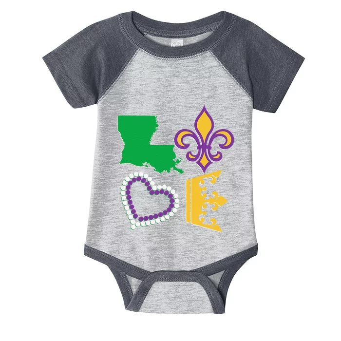 Mardi Gras Love Party Beads Louisiana New Orleans S Infant Baby Jersey Bodysuit