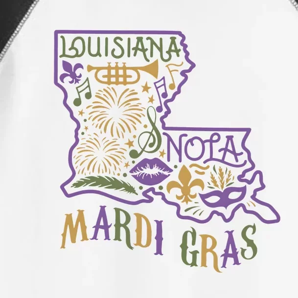 Mardi Gras Louisiana Map Toddler Fine Jersey T-Shirt