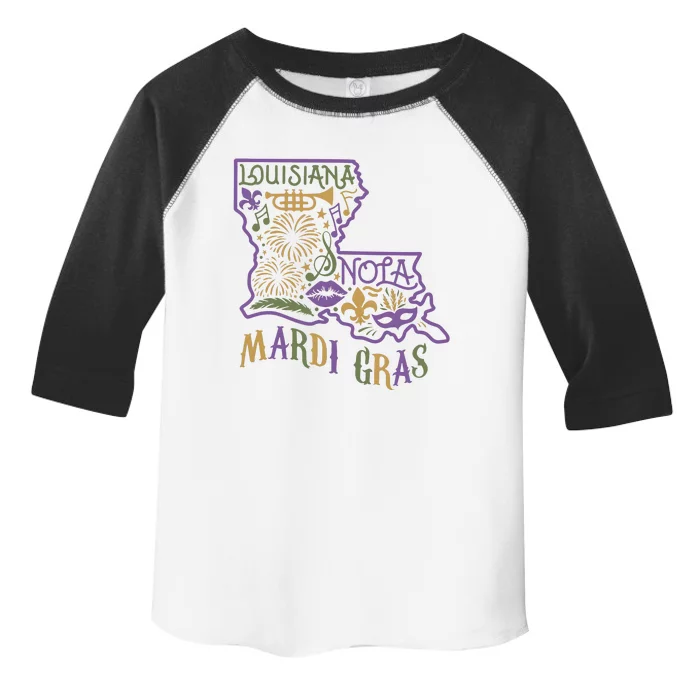 Mardi Gras Louisiana Map Toddler Fine Jersey T-Shirt