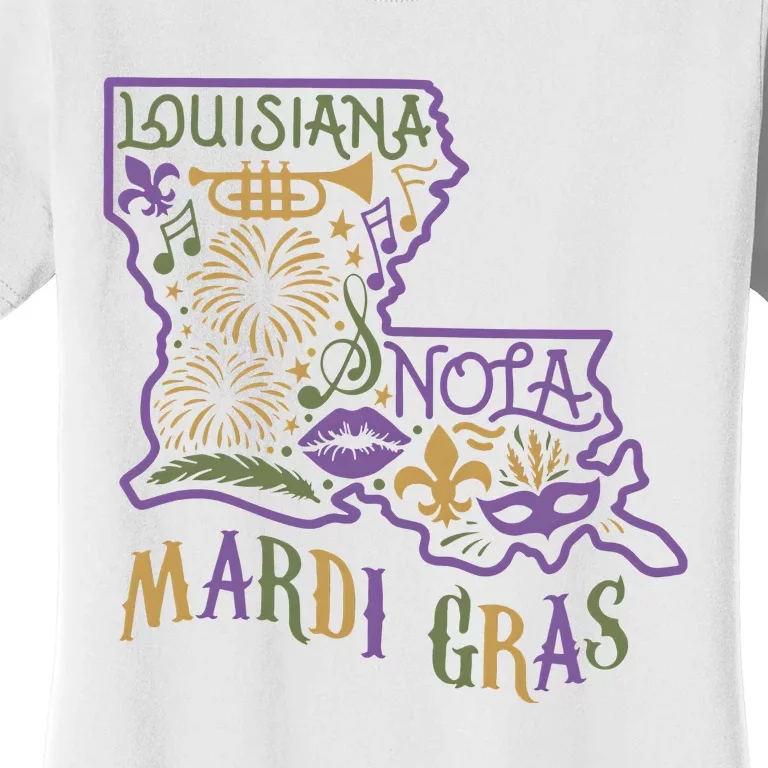 Mardi Gras Louisiana Map Women's T-Shirt