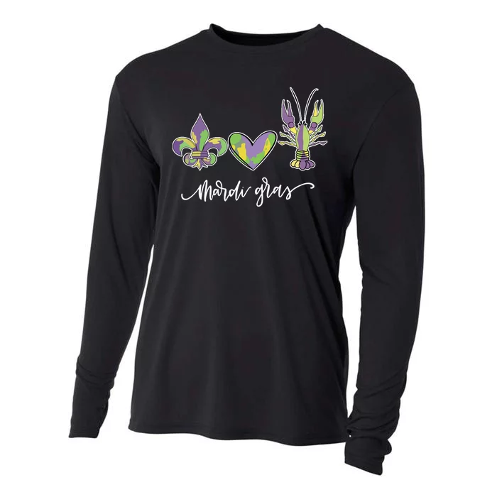 Mardi Gras Logo Heart Cooling Performance Long Sleeve Crew