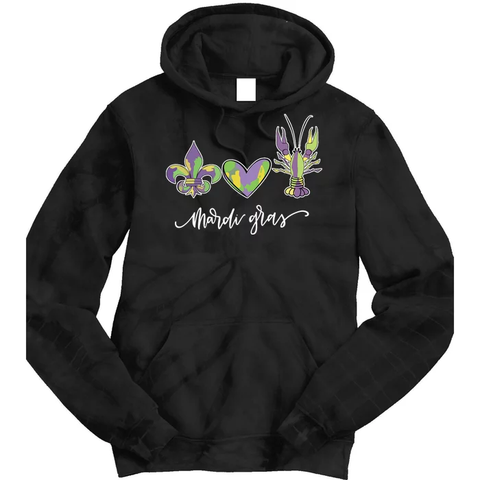 Mardi Gras Logo Heart Tie Dye Hoodie