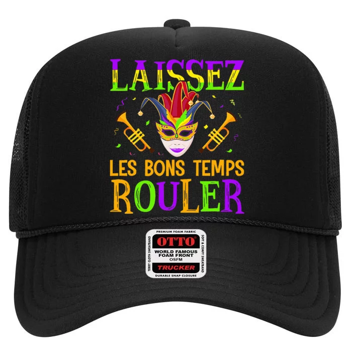 Mardi Gras Laissez Les Bons Temps Rouler Fat Tuesdays High Crown Mesh Trucker Hat