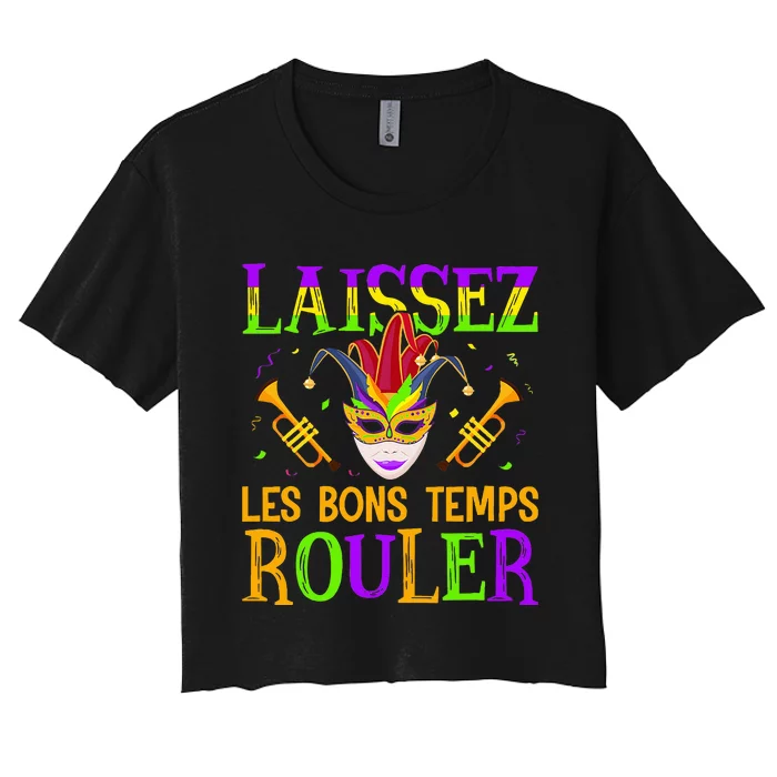 Mardi Gras Laissez Les Bons Temps Rouler Fat Tuesdays Women's Crop Top Tee