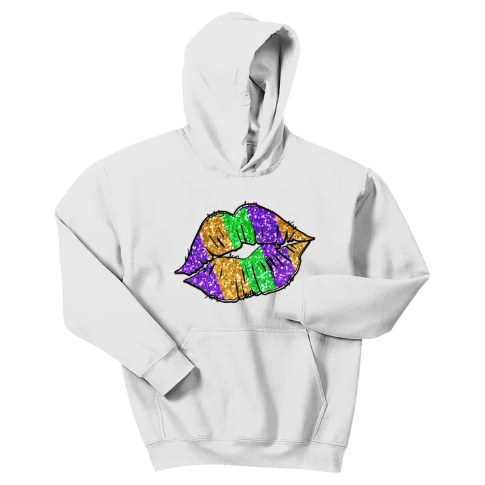 Mardi Gras Lips Kids Hoodie