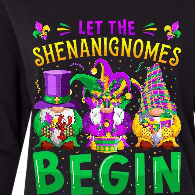 Mardi Gras Let The Shenanigans Begin Gnomes Womens Cotton Relaxed Long Sleeve T-Shirt