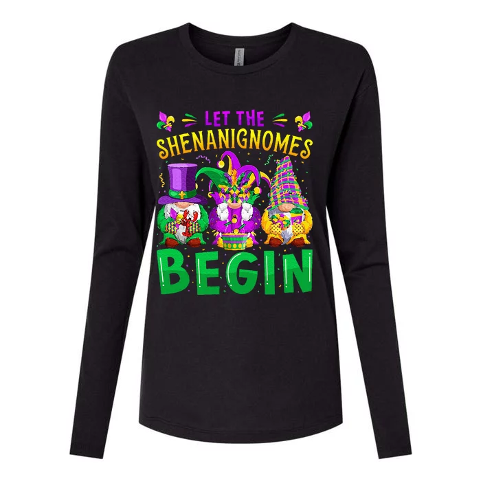 Mardi Gras Let The Shenanigans Begin Gnomes Womens Cotton Relaxed Long Sleeve T-Shirt