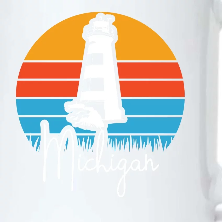 Michigan Great Lakes Lighthouse Beach Town Black Color Changing Mug