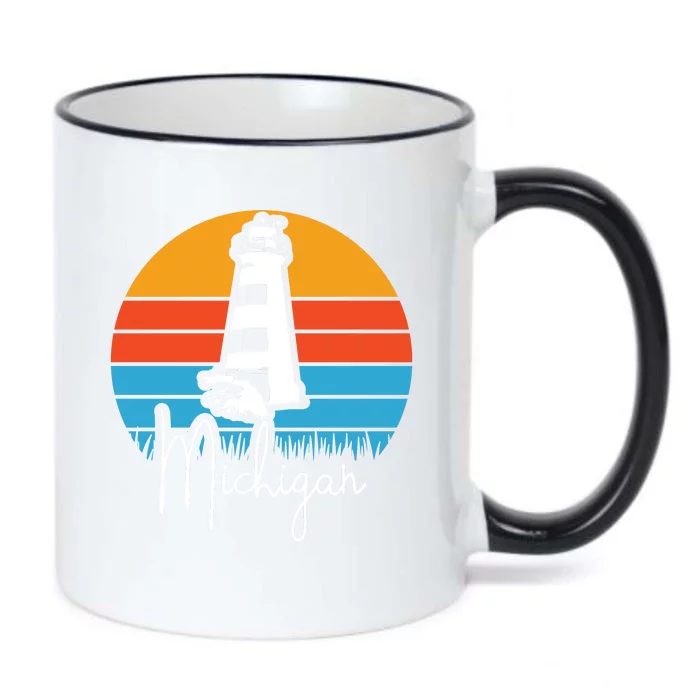 Michigan Great Lakes Lighthouse Beach Town Black Color Changing Mug