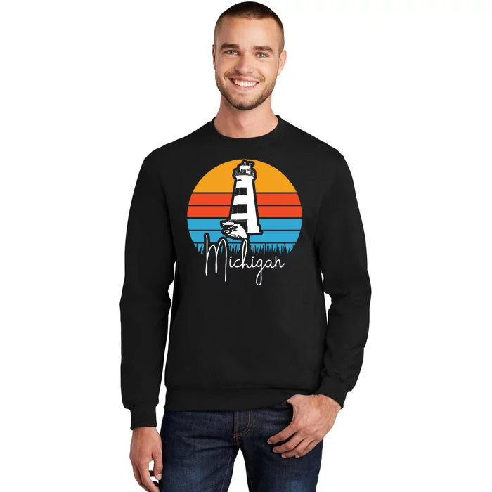 Michigan Great Lakes Lighthouse Beach Town Sweatshirt