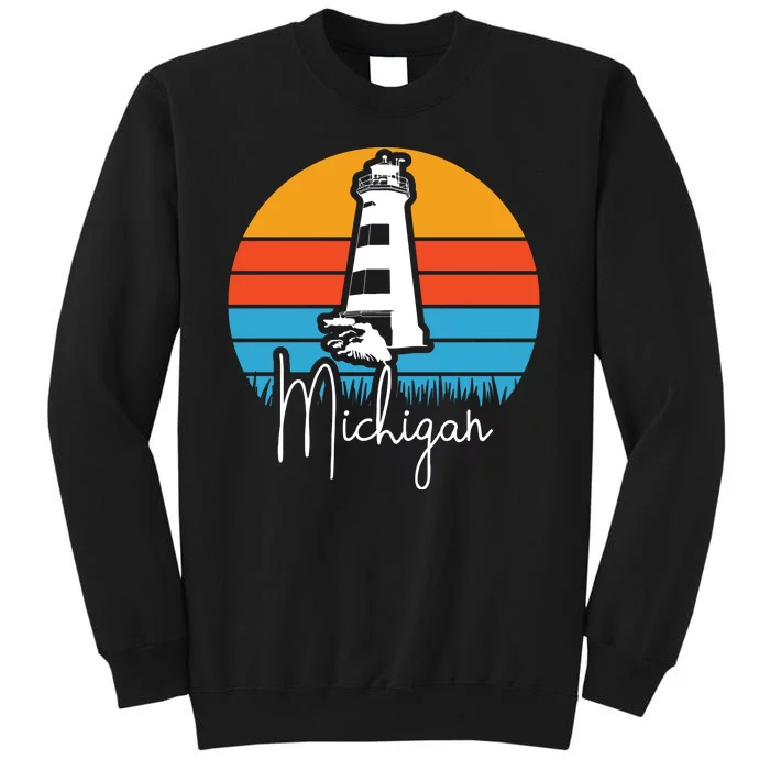 Michigan Great Lakes Lighthouse Beach Town Sweatshirt