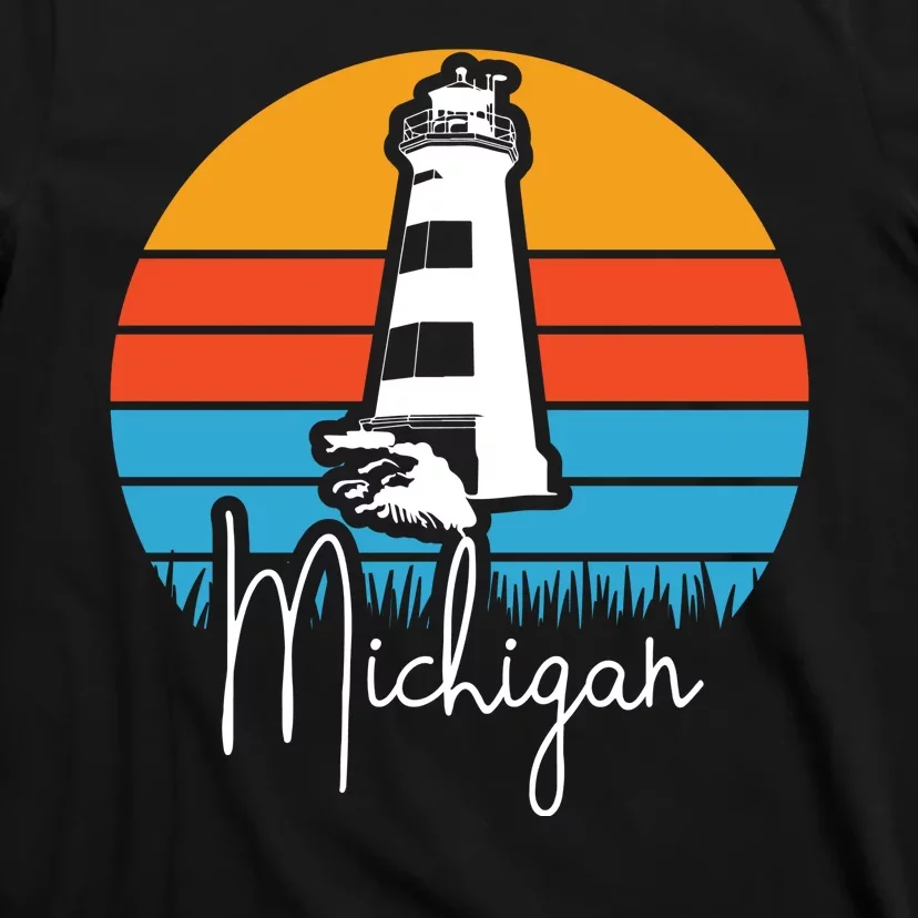 Michigan Great Lakes Lighthouse Beach Town T-Shirt