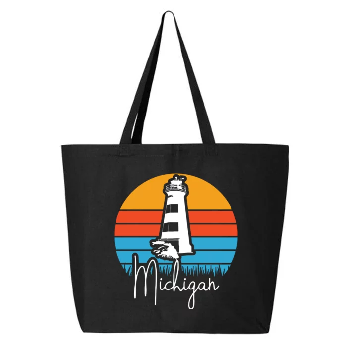 Michigan Great Lakes Lighthouse Beach Town 25L Jumbo Tote