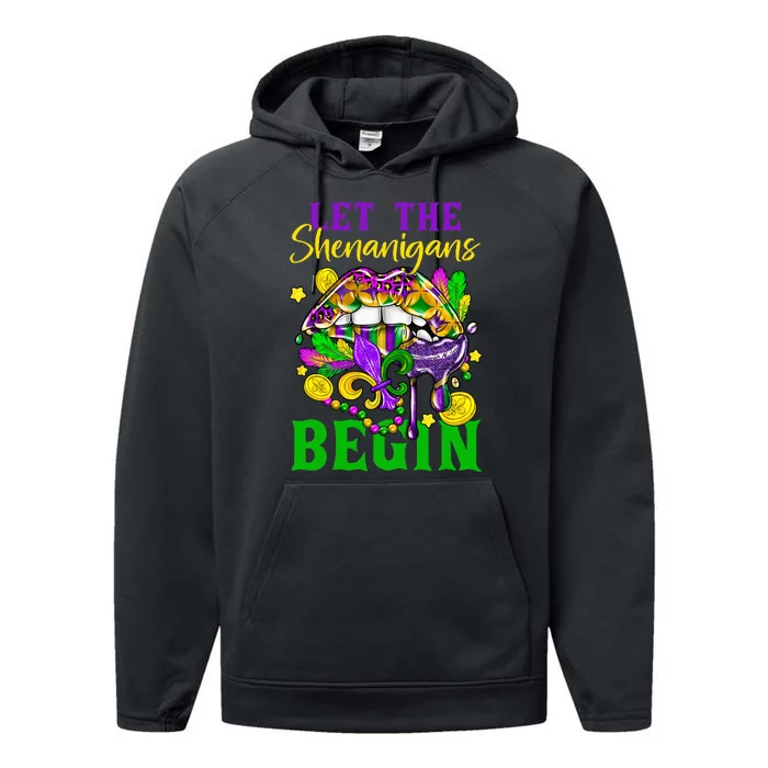 Mardi Gras Lips Let The Shenanigans Begin Performance Fleece Hoodie