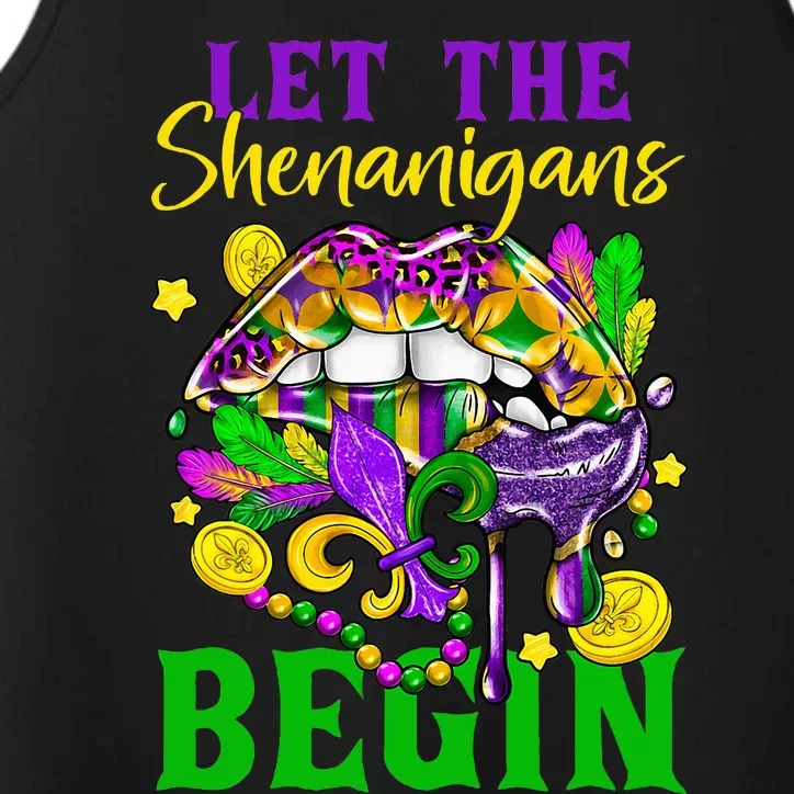 Mardi Gras Lips Let The Shenanigans Begin Performance Tank