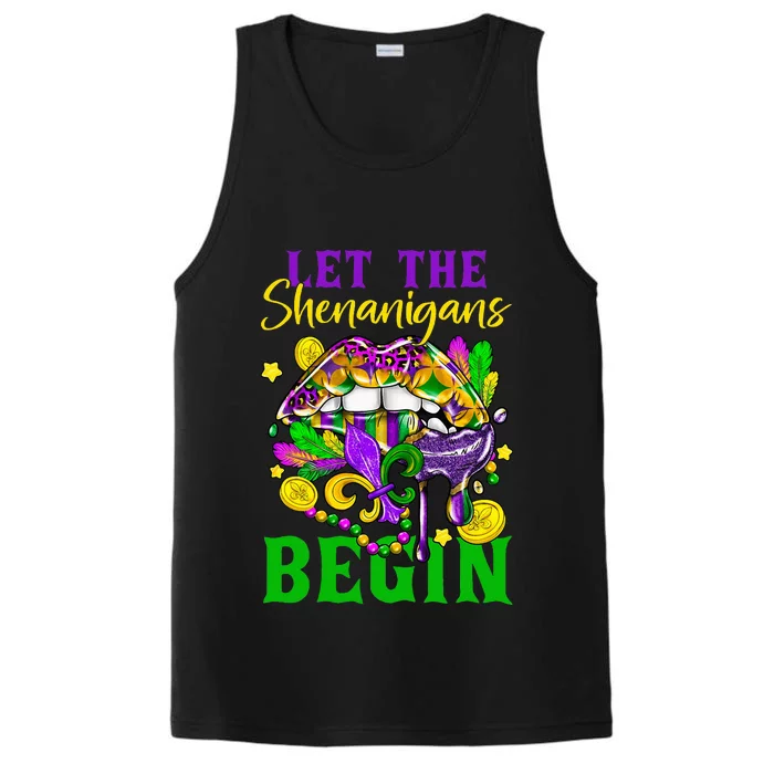 Mardi Gras Lips Let The Shenanigans Begin Performance Tank