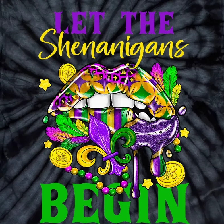 Mardi Gras Lips Let The Shenanigans Begin Tie-Dye T-Shirt