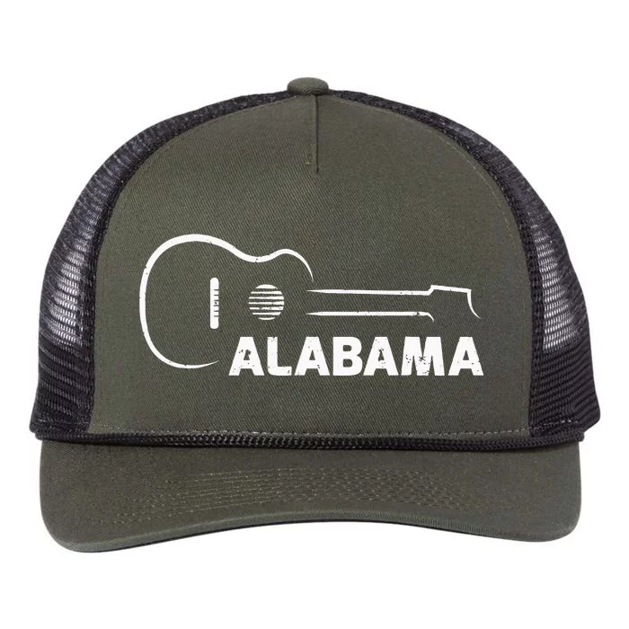 Music Guitar Lover Gift Alabama City Guitarist Retro Rope Trucker Hat Cap