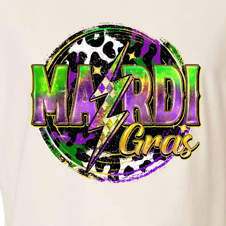 Mardi Gras Leopard Lightning Bolt Fat Tuesday New Orleans Garment-Dyed Women's Muscle Tee