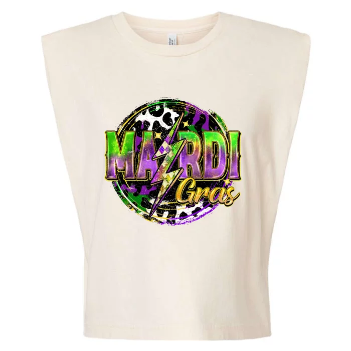 Mardi Gras Leopard Lightning Bolt Fat Tuesday New Orleans Garment-Dyed Women's Muscle Tee