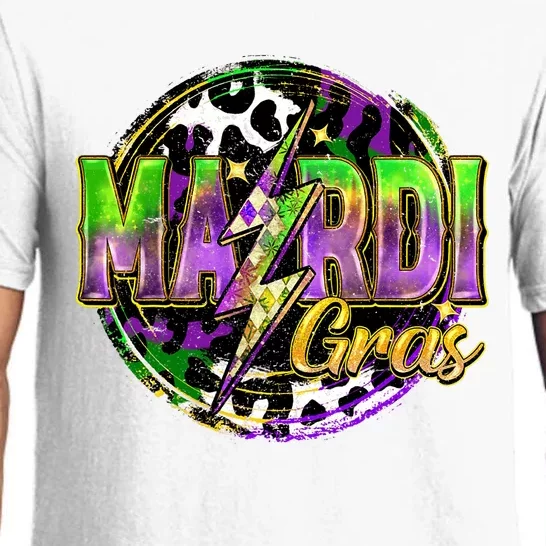 Mardi Gras Leopard Lightning Bolt Fat Tuesday New Orleans Pajama Set