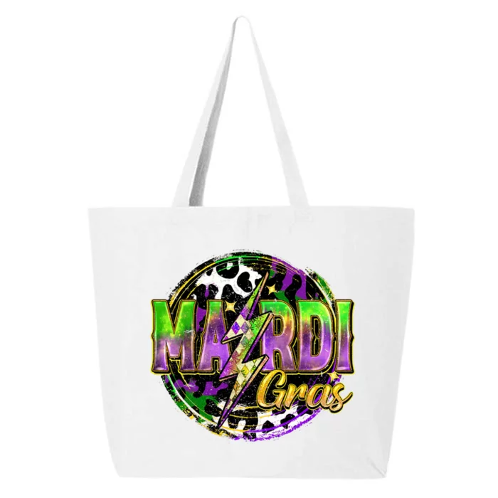 Mardi Gras Leopard Lightning Bolt Fat Tuesday New Orleans 25L Jumbo Tote