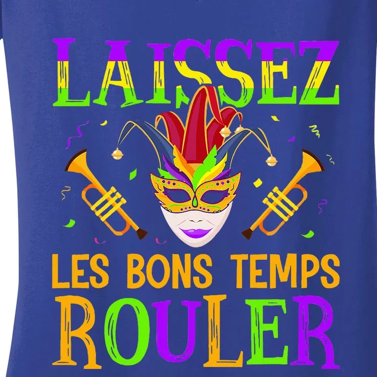 Mardi Gras Laissez Les Bons Temps Rouler Fat Tuesdays Women's V-Neck T-Shirt