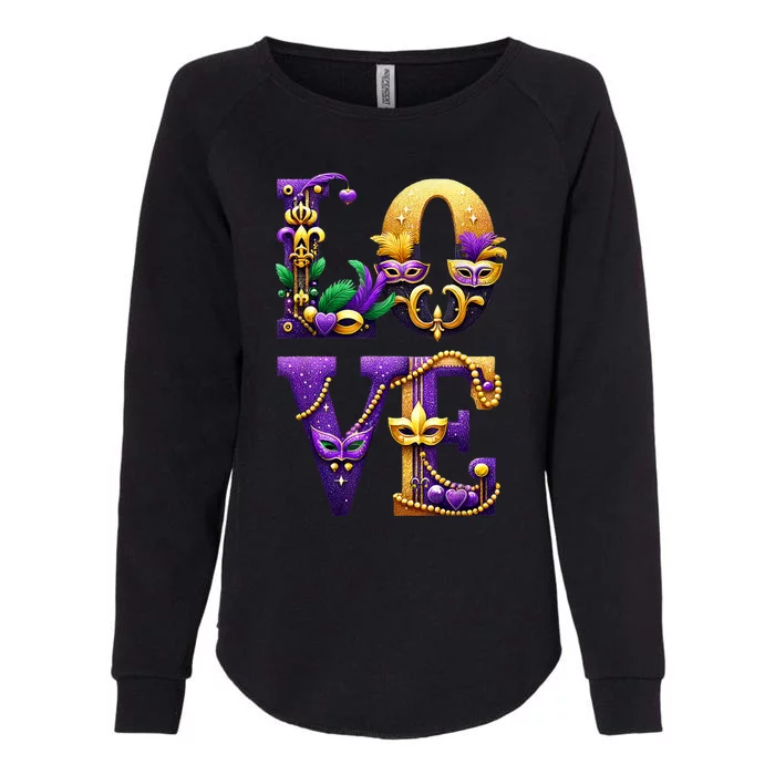 Mardi Gras Love Letters Outfit Costume Women Mardi Gras Womens California Wash Sweatshirt