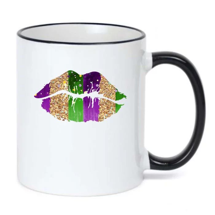 Mardi Gras Lips Celebration Black Color Changing Mug