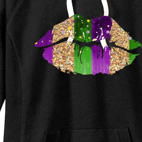 Mardi Gras Lips Celebration Women's Fleece Hoodie