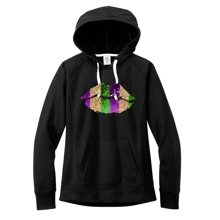 Mardi Gras Lips Celebration Women's Fleece Hoodie