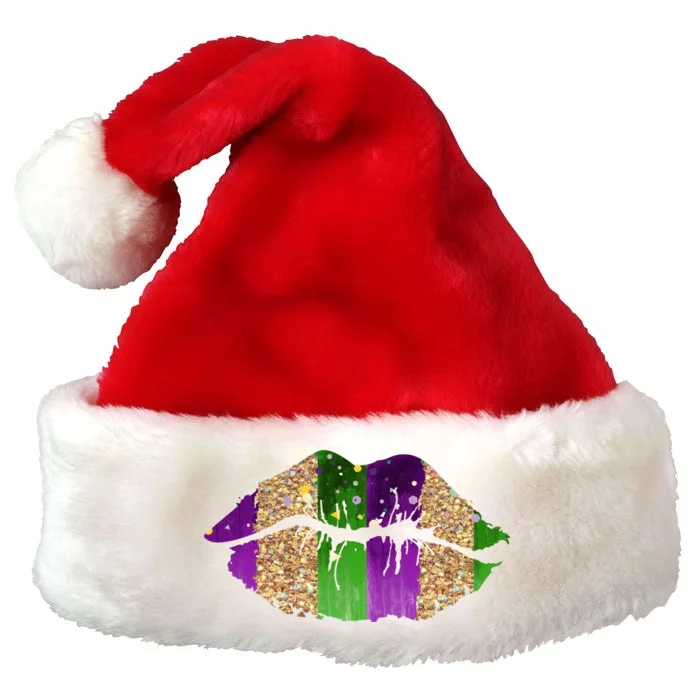 Mardi Gras Lips Celebration Premium Christmas Santa Hat