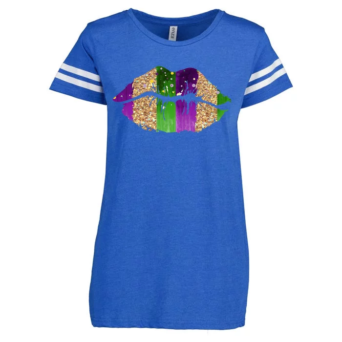 Mardi Gras Lips Celebration Enza Ladies Jersey Football T-Shirt