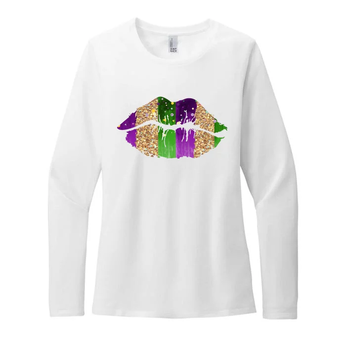 Mardi Gras Lips Celebration Womens CVC Long Sleeve Shirt