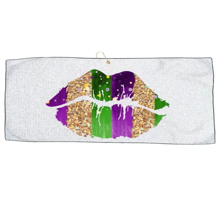 Mardi Gras Lips Celebration Large Microfiber Waffle Golf Towel