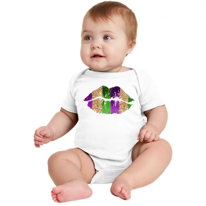 Mardi Gras Lips Celebration Baby Bodysuit